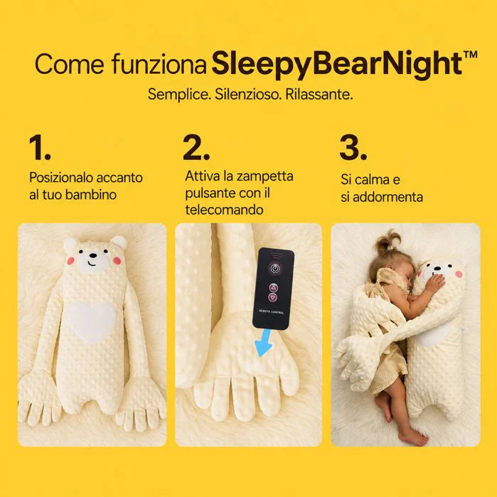 SleepyBearNight™  Peluche Calmante per Neonati con Tapping Rilassante a 3 Ritmi